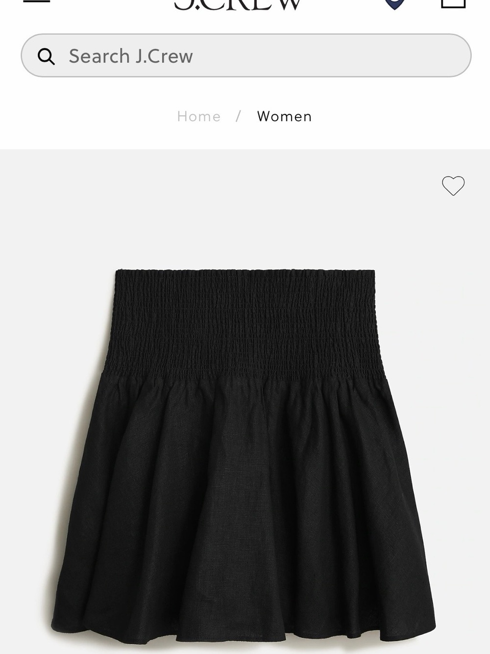 JCREW Black Linen Smocked Waist Skirt
